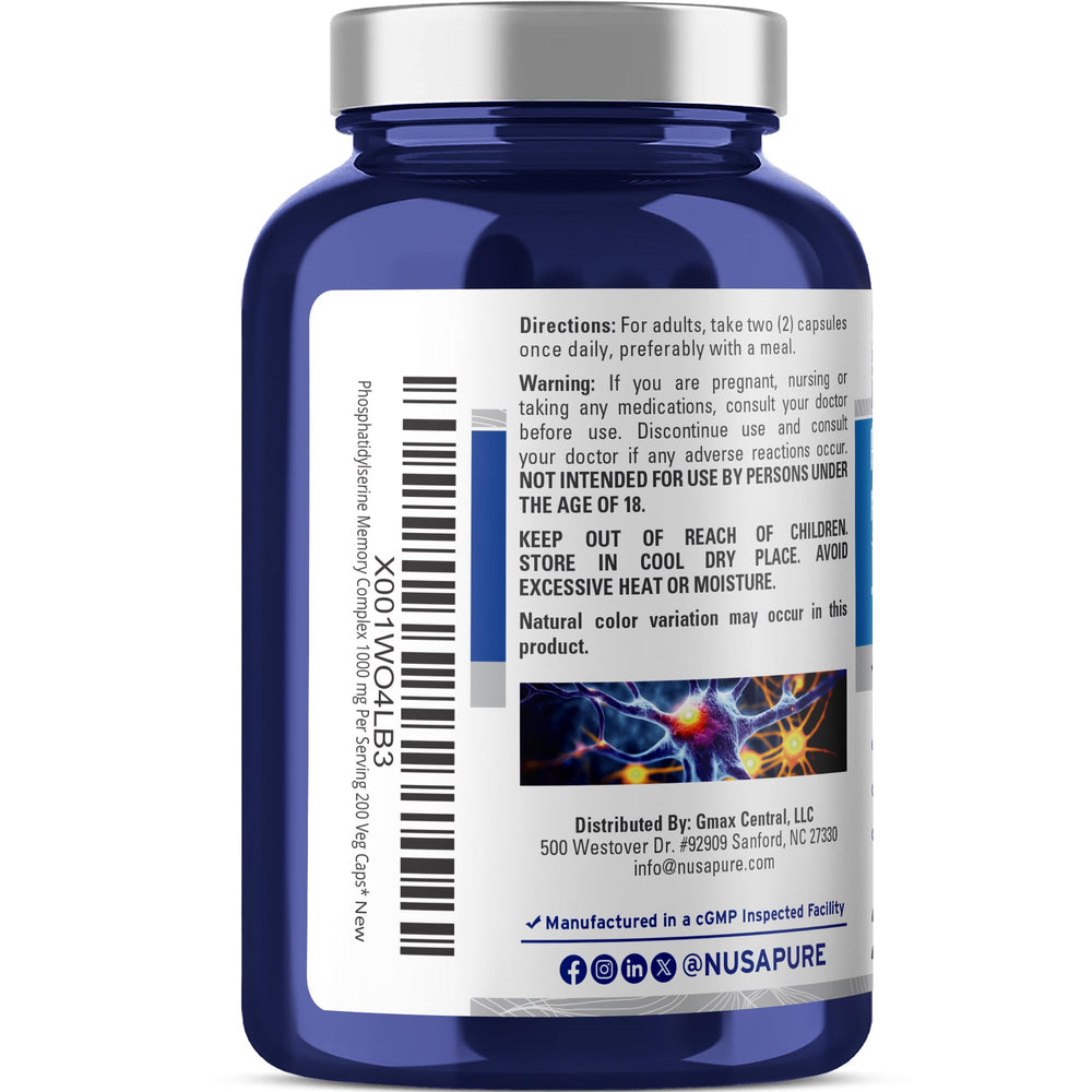 Ingredients included in NusaPure Phosphatidylserine Memory Ultimate Complex