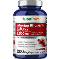 NusaPure Siberian Rhubarb 10:1 Extract bottle and label