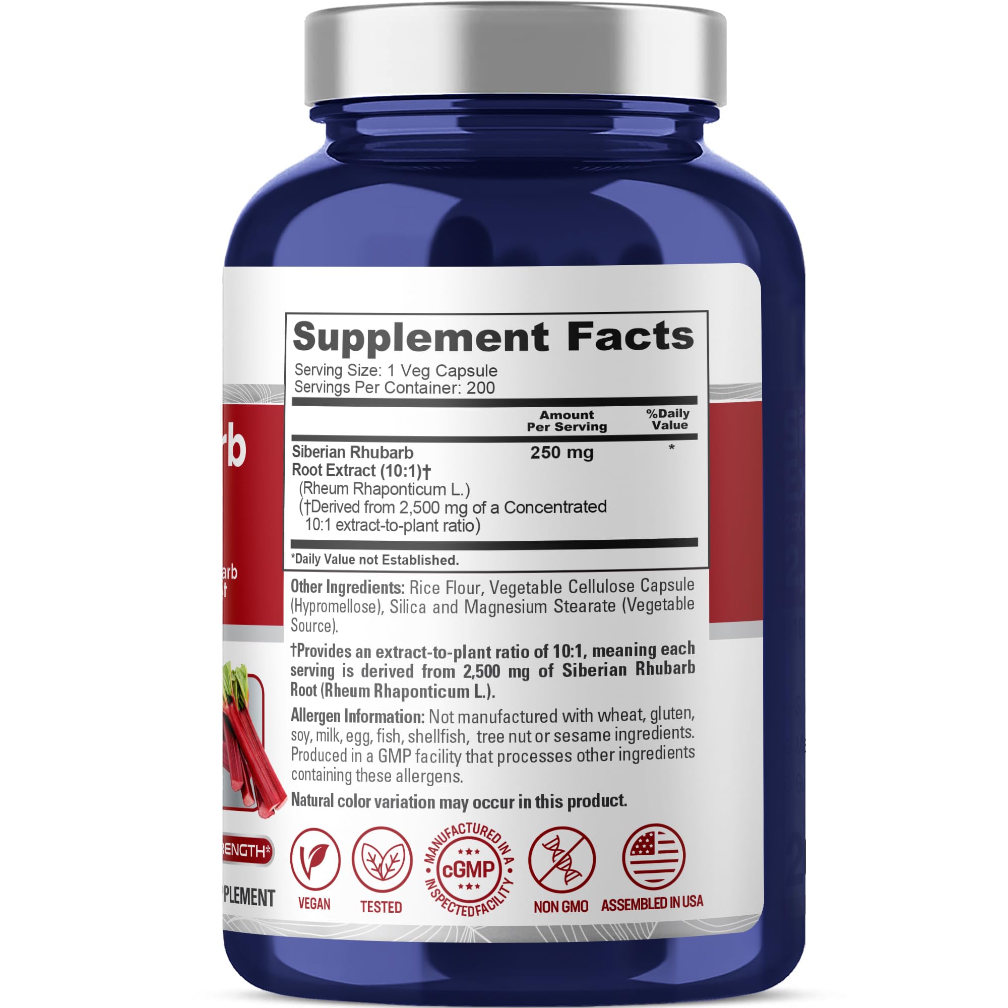 Close-up of 200 vegetarian capsules in bottle