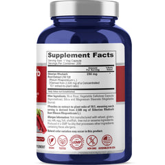 Close-up of 200 vegetarian capsules in bottle