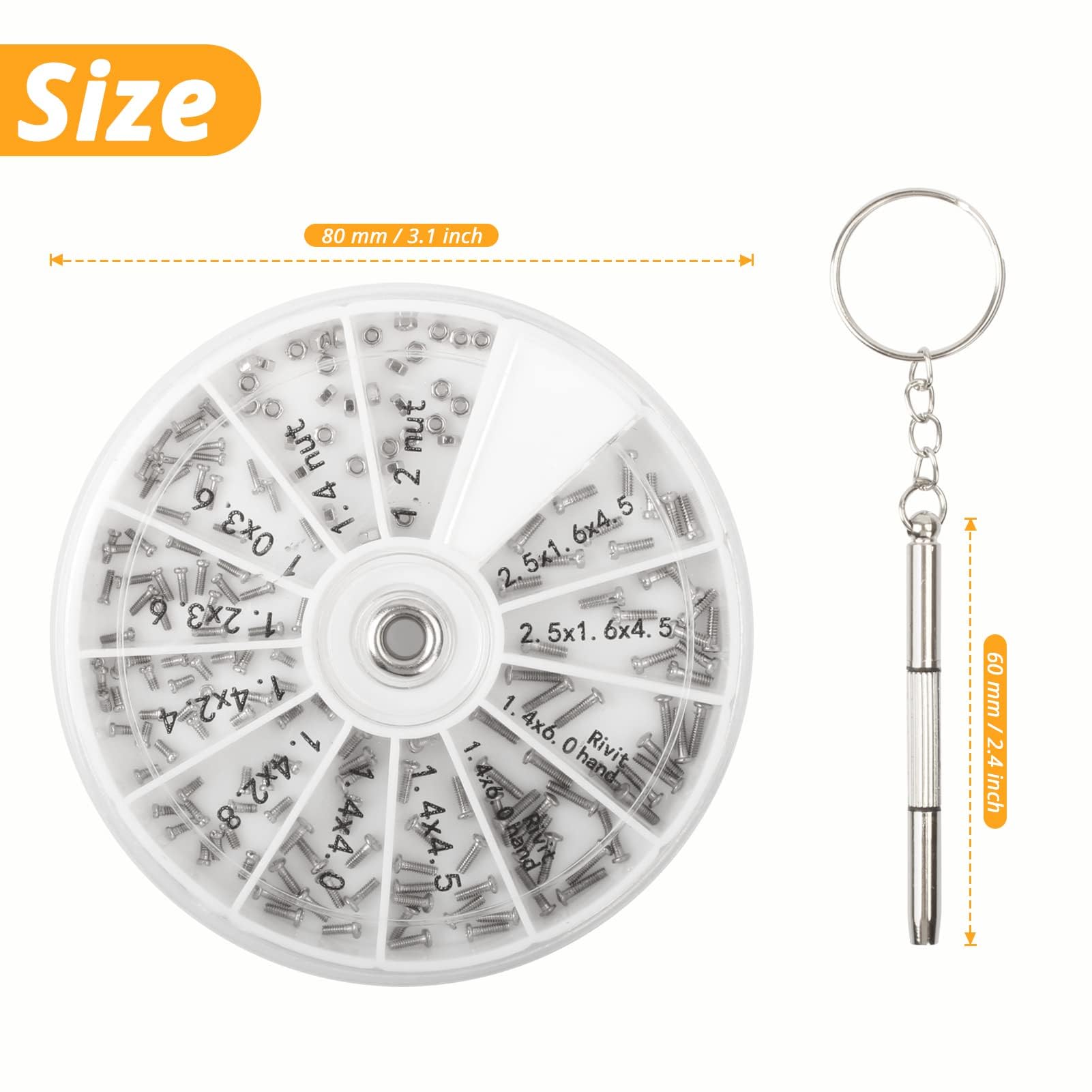 3-in-1 eyeglass repair screwdriver with flathead, crosshead and nut driver