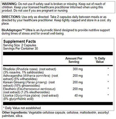 Close-up of Bioadaptogen Ultra label highlighting adaptogens