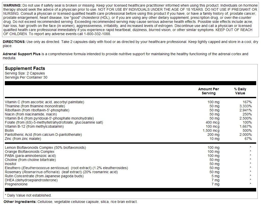 Front label of Nutra Biogenesis Adrenal Support Plus