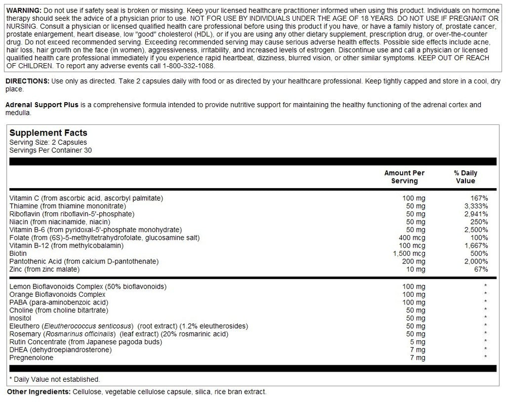 Front label of Nutra Biogenesis Adrenal Support Plus