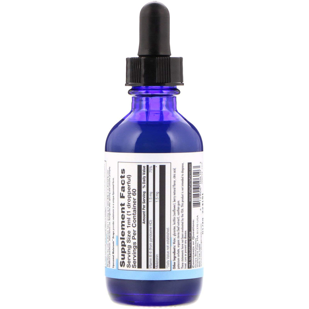 Front view of the 2 fl oz Liposomal Melatonin bottle