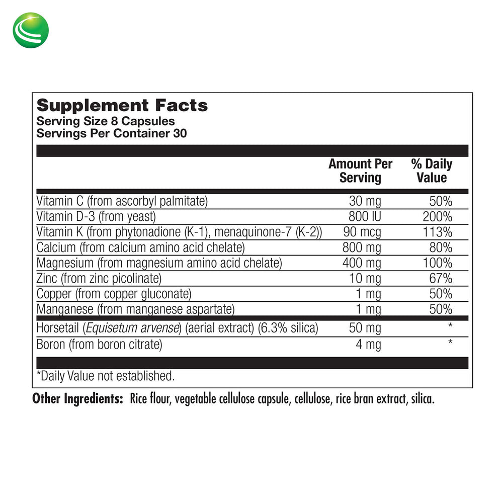 Horsetail extract with silica for bone strength and resilience