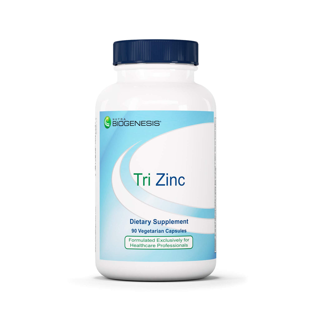 Nutra Biogenesis Tri Zinc bottle label and capsules