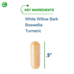 Supplement facts panel showing 240 mg white willow extract and 25% salicin