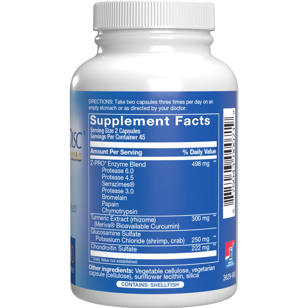 Close-up of Meriva Curcumin label on Nutra Disc bottle