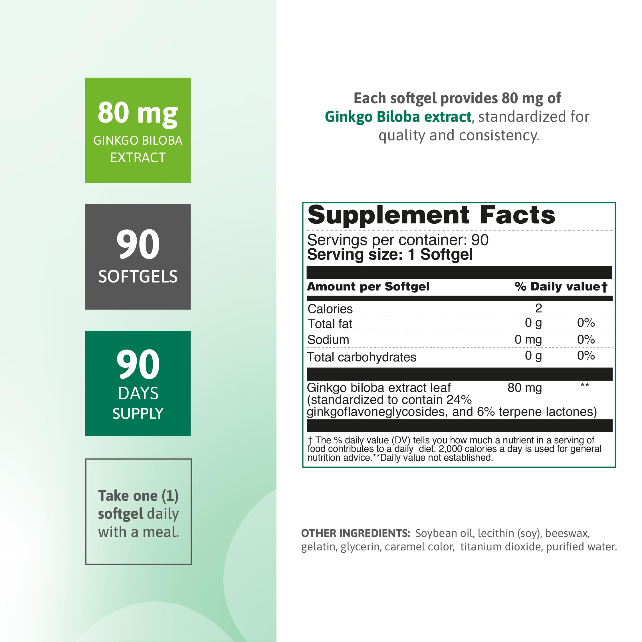 Close-up of Nutra Nutrition Ginkgo Biloba 80 mg label