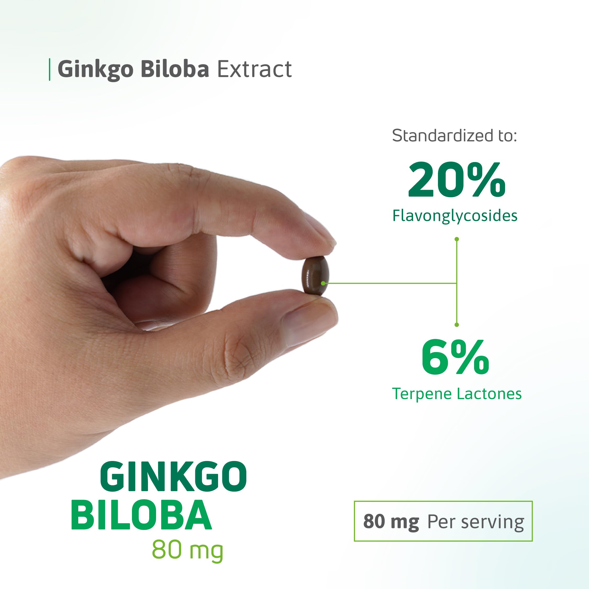 Supplement facts panel of Nutra Nutrition Ginkgo Biloba 80 mg