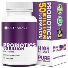 Nutra Wave 50B Probiotics capsules front view