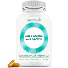 Nutra Women's Hair Growth Supplement bottle on a white background
