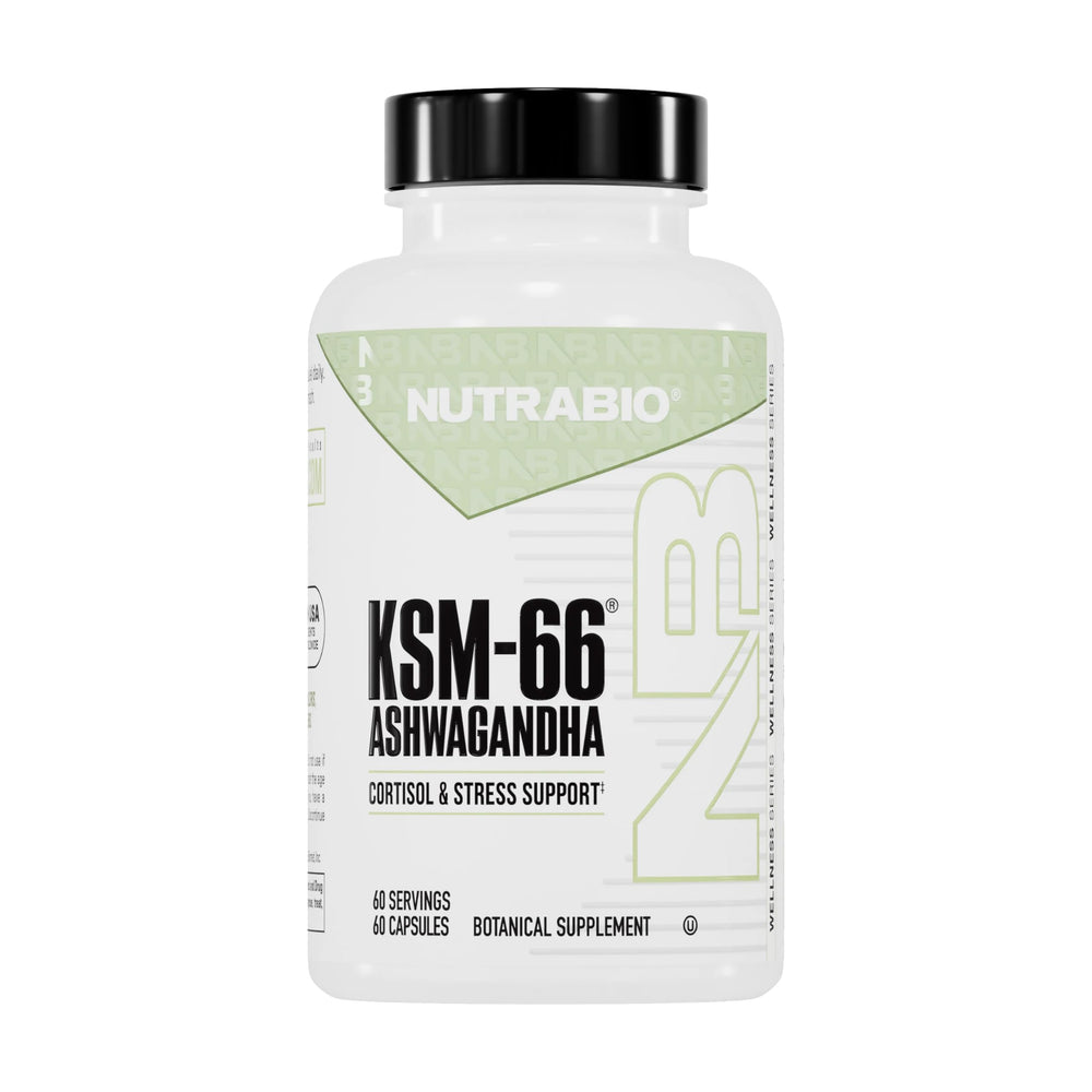NutraBio Ashwagandha KSM-66 bottle with label