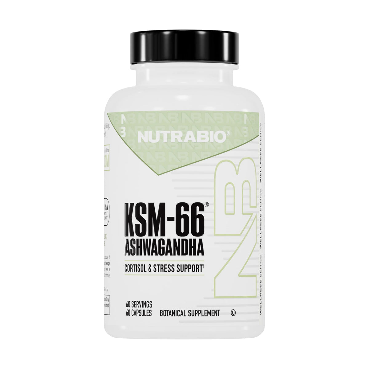 NutraBio Ashwagandha KSM-66 bottle with label