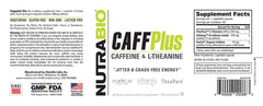 NutraBio CaffPlus capsules being poured for a daily dose.