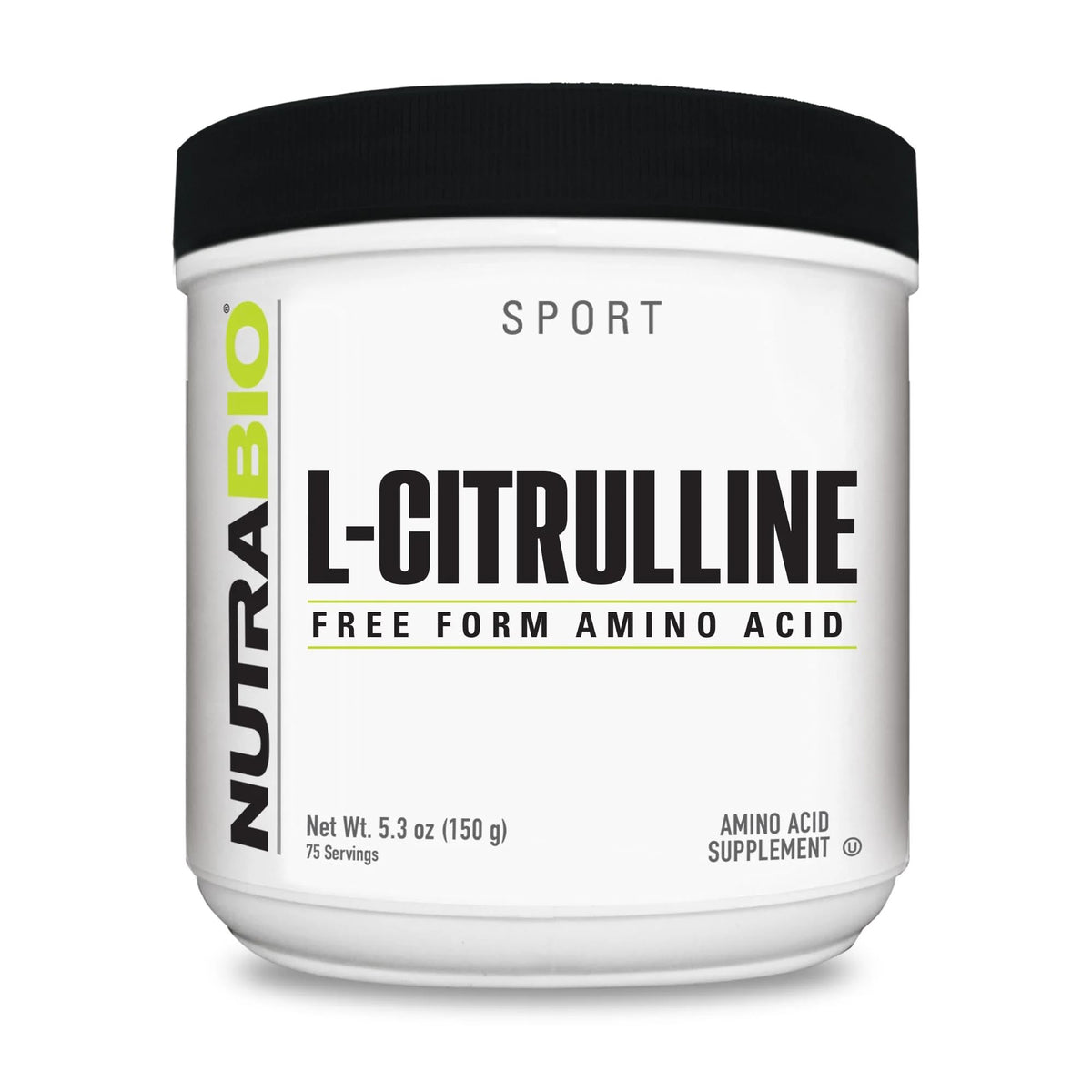 NutraBio L-Citrulline bottle label showing clear packaging for workout support