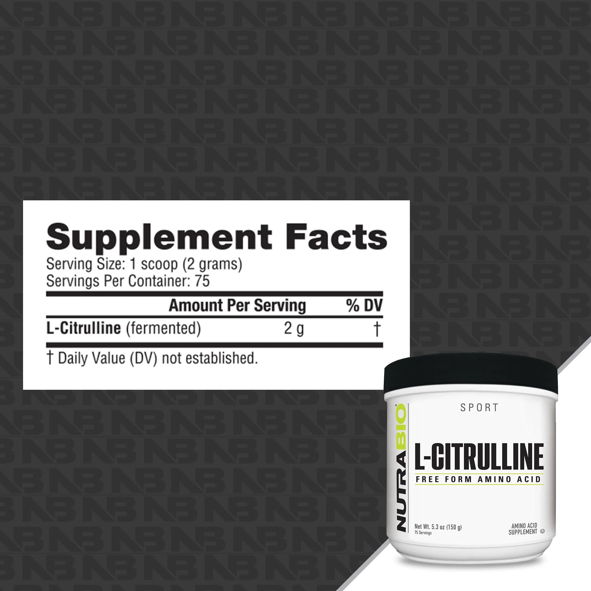 NutraBio L-Citrulline powder scoop convenient for pre-workout dosing