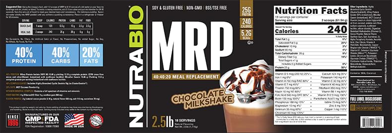 NutraBio MRP chocolate-shake-glass demonstrates ready-to-drink appeal with smooth texture.