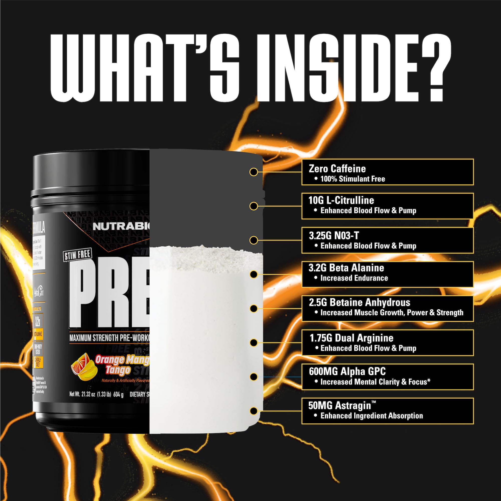 NutraBio STIM-Free PRE label front clearly showing product name and form