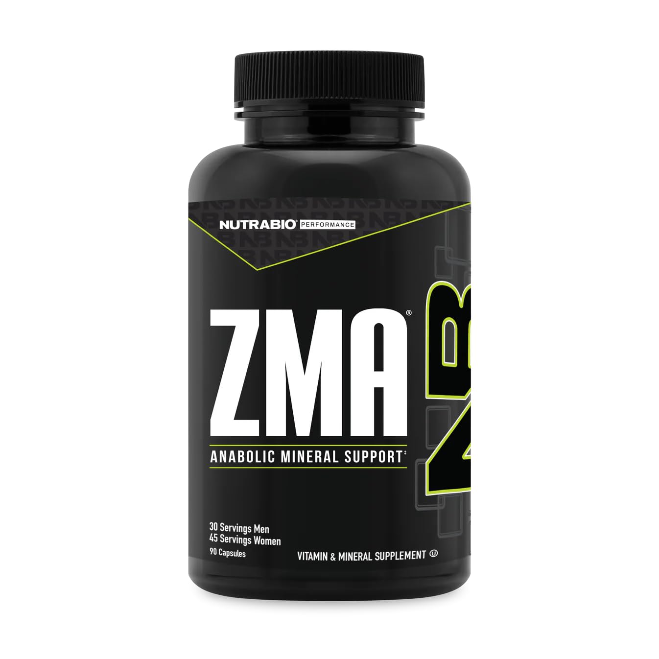 NutraBio ZMA bottle with 90-count capsules