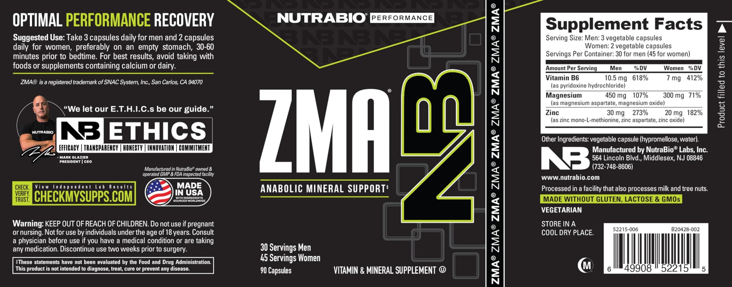 Label highlighting 450 mg Magnesium aspartate per serving