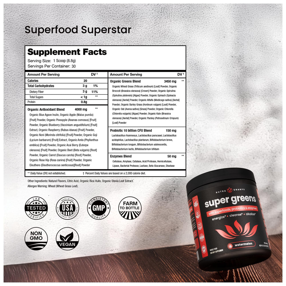 Green superfood powder in a bowl