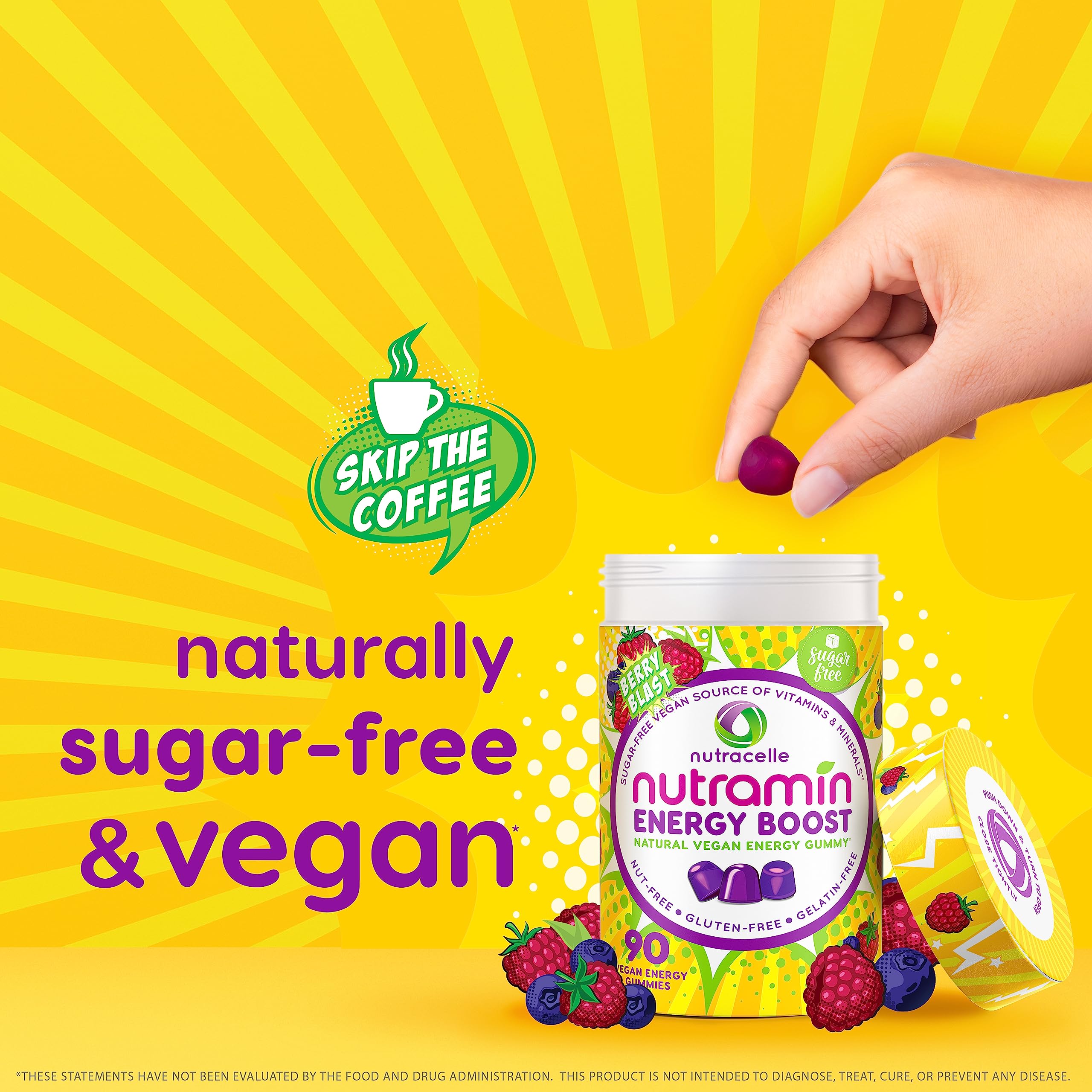 Gummies on table show convenient daily energy alternative to coffee.