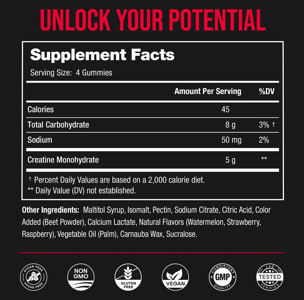 Sugar-free claim on NutraChamps Creatine Gummies packaging