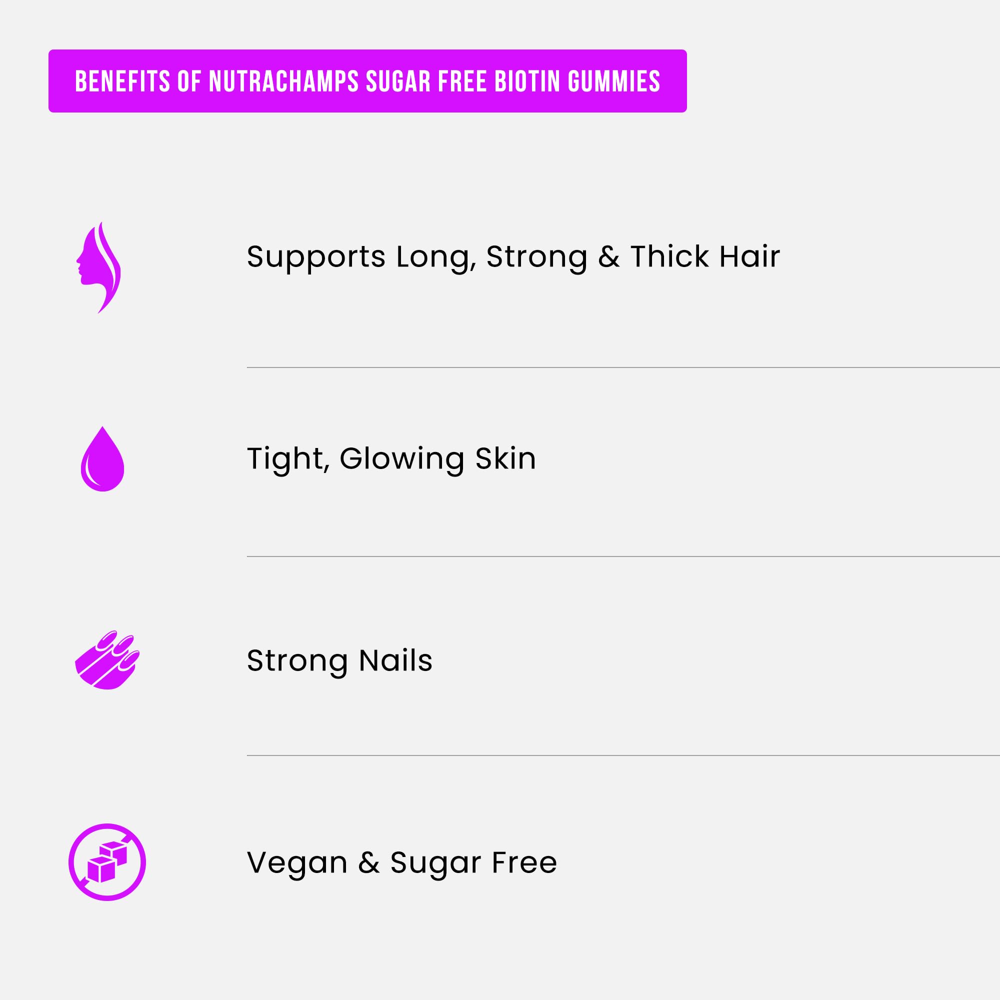 Vegan, sugar-free biotin gummies with raspberry flavor