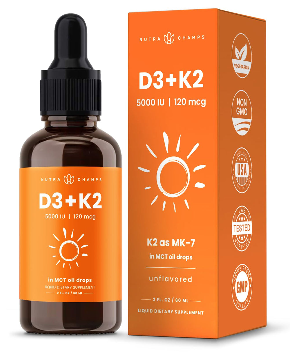 NutraChamps Vitamin D3 K2 Drops bottle with label
