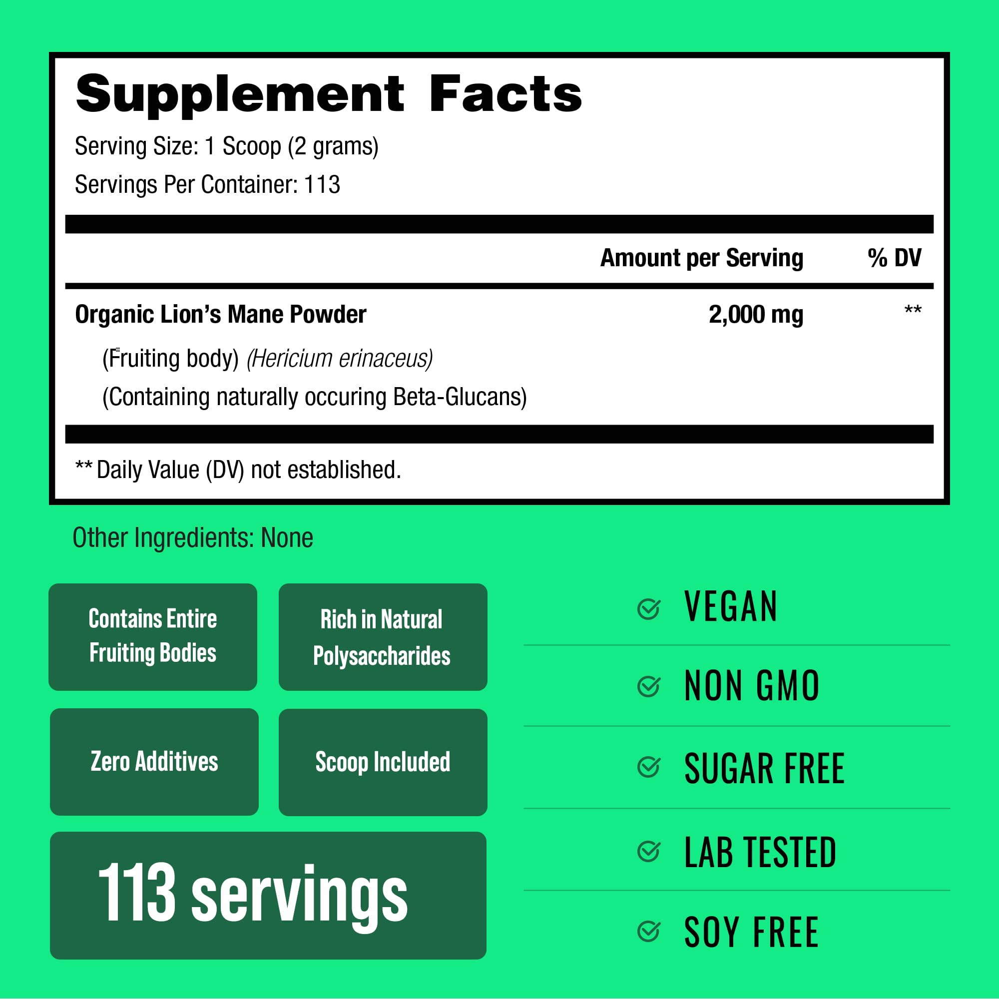 Whole fruiting body Lion's Mane mushroom