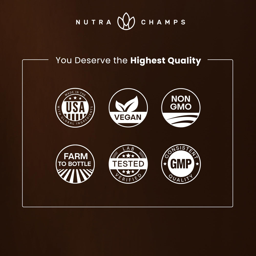 Allergen-free vegan packaging for NutraChamps mushroom powder