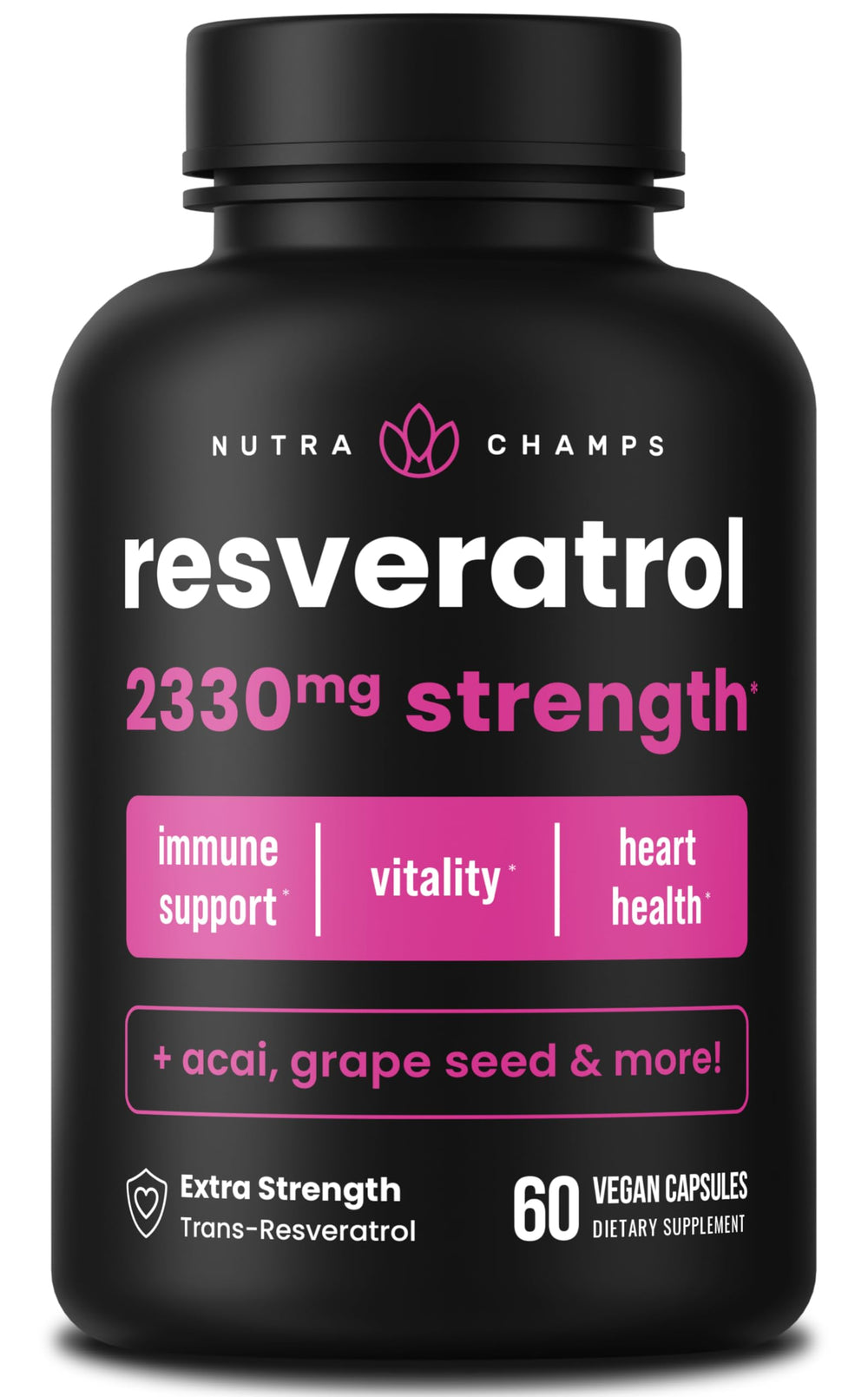 NutraChamps Resveratrol bottle with label