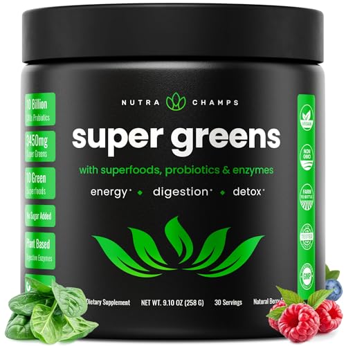 NutraChamps Super Greens Berry flavor jar 9.0 oz front