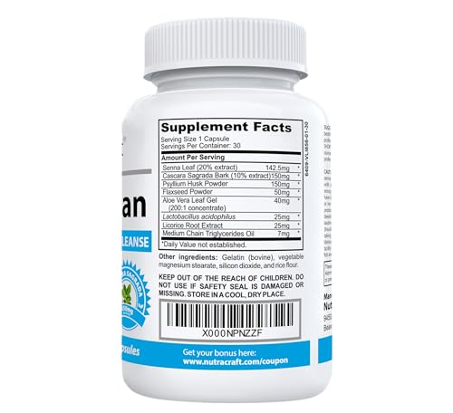 Nutracraft ColonClean ingredient blend highlights senna and cascara sagrada for natural cleansing