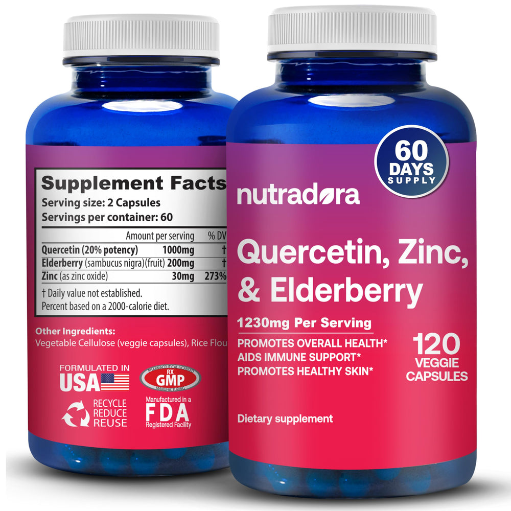 Nutradora Quercetin 1000mg Veggie Capsules bottle front view
