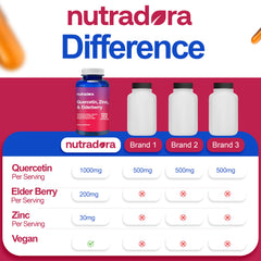Zinc, quercetin and elderberry components illustration
