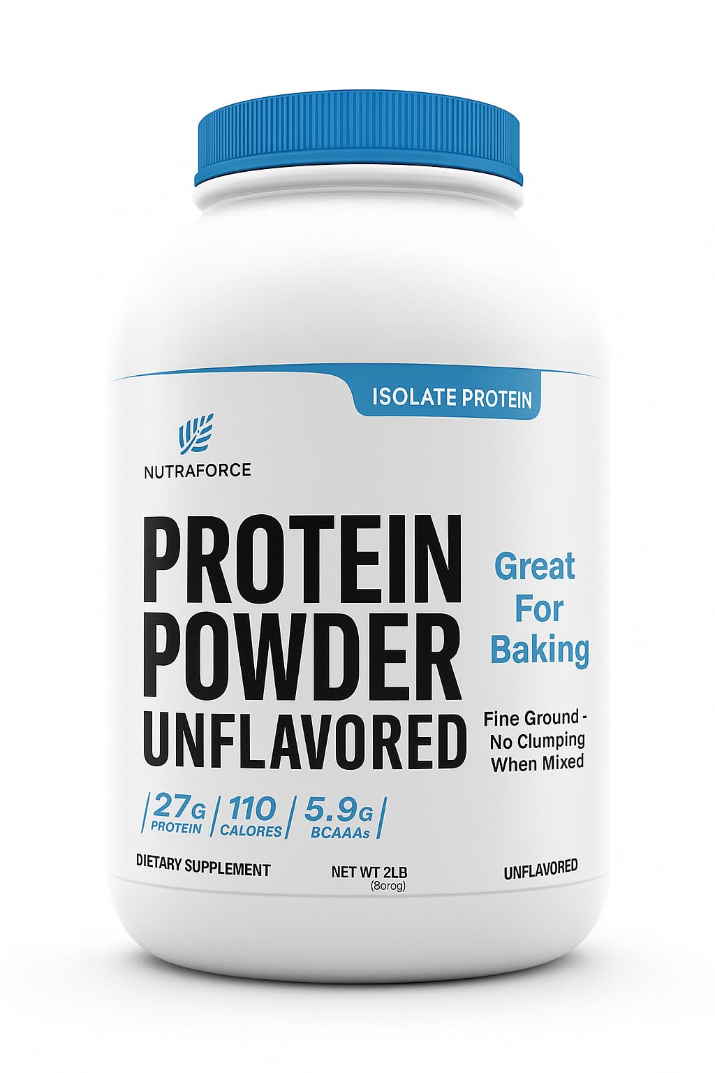 NutraForce unflavored whey isolate 2 lb front label