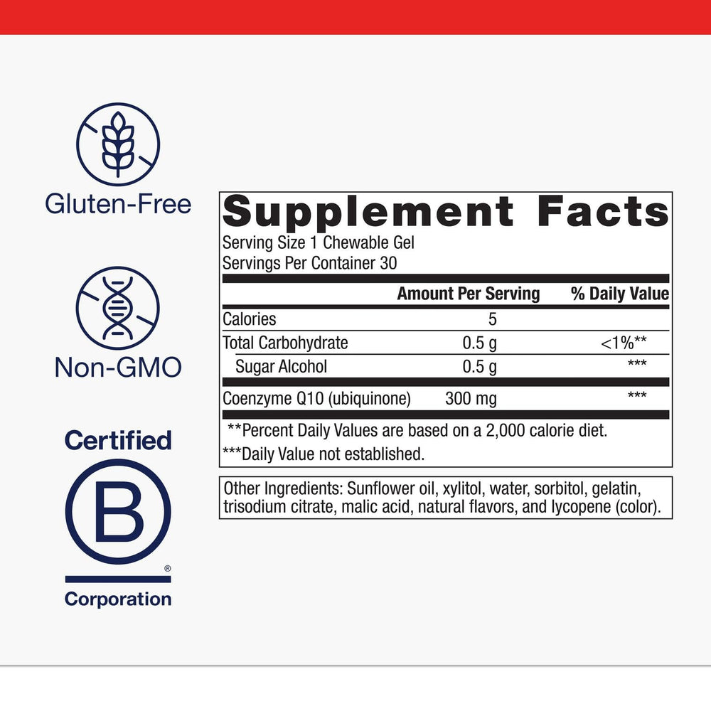 Close-up of NutraGems CoQ10 300 mg chewable gels