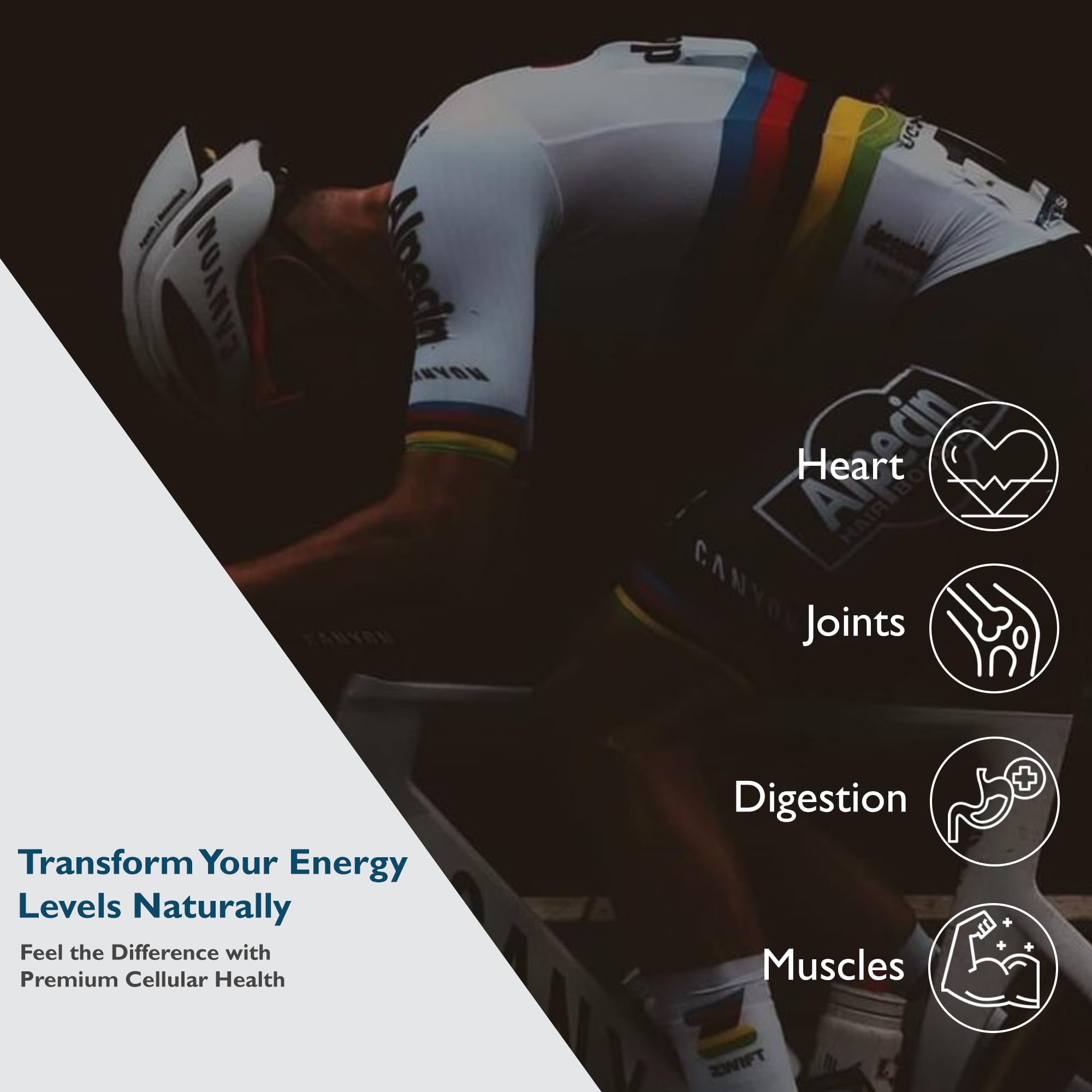 60-count bottle label highlighting Urolithin A and Made in USA