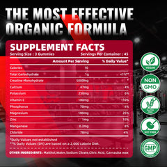 Serving size showing 3 gummies for NUTRAGOGO Creatine Monohydrate Gummies