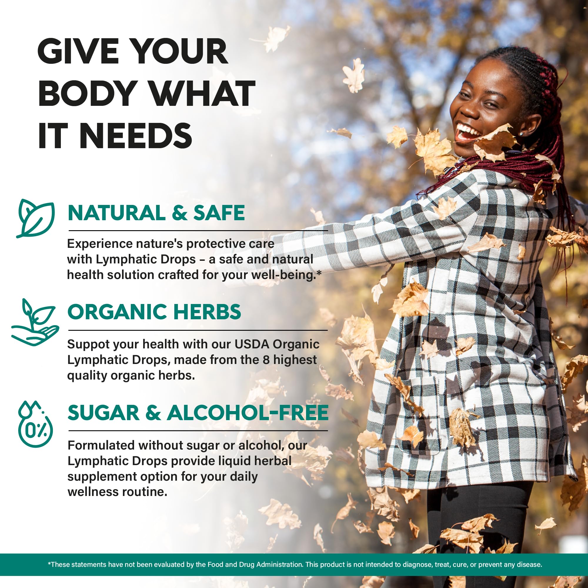 NutraHarmony Lymph Drops label highlights USDA Organic and non-GMO quality