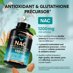 Back of NutraHarmony NAC bottle showing supplement facts and 240 capsules