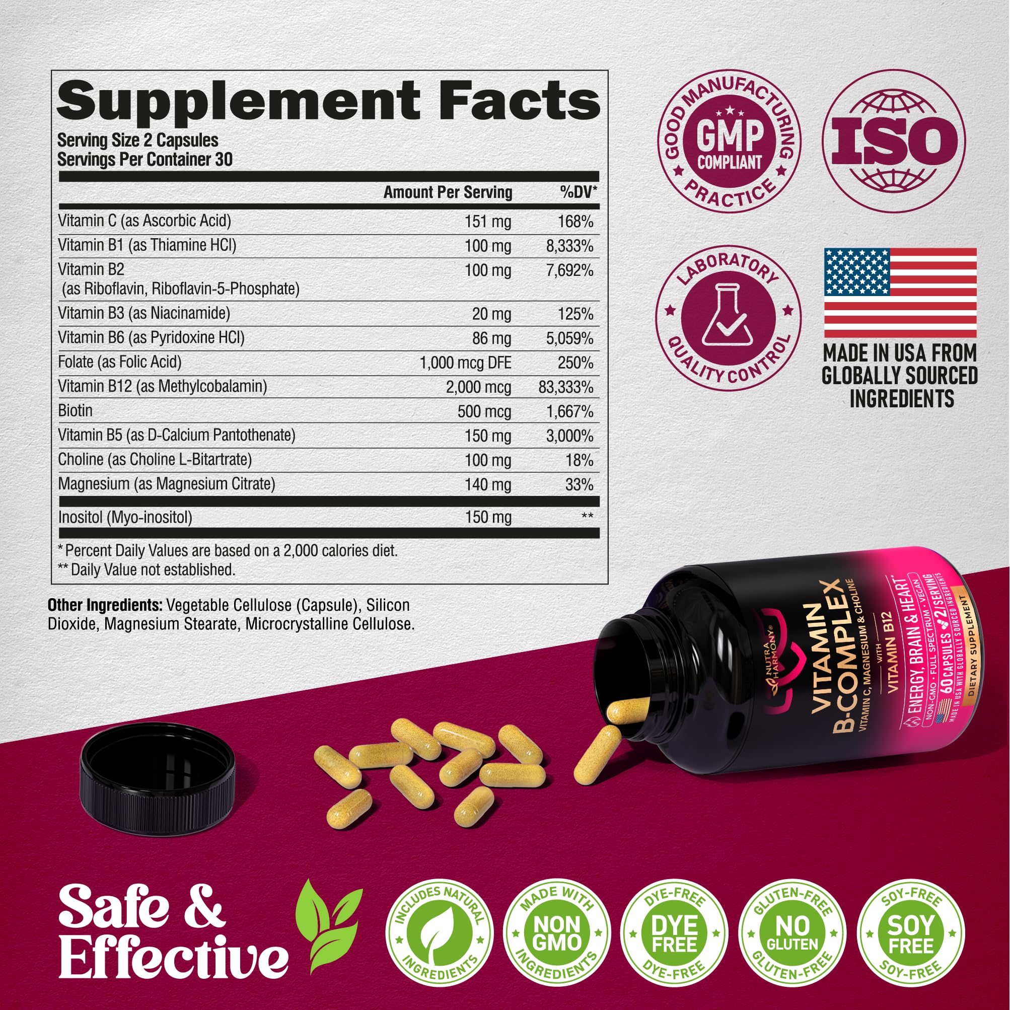 nutraharmony vitamin b complex made in usa seal visible on container