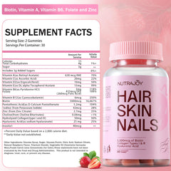 Nutrajoy Hair Skin Nails Gummies back label showing Nutrition Facts