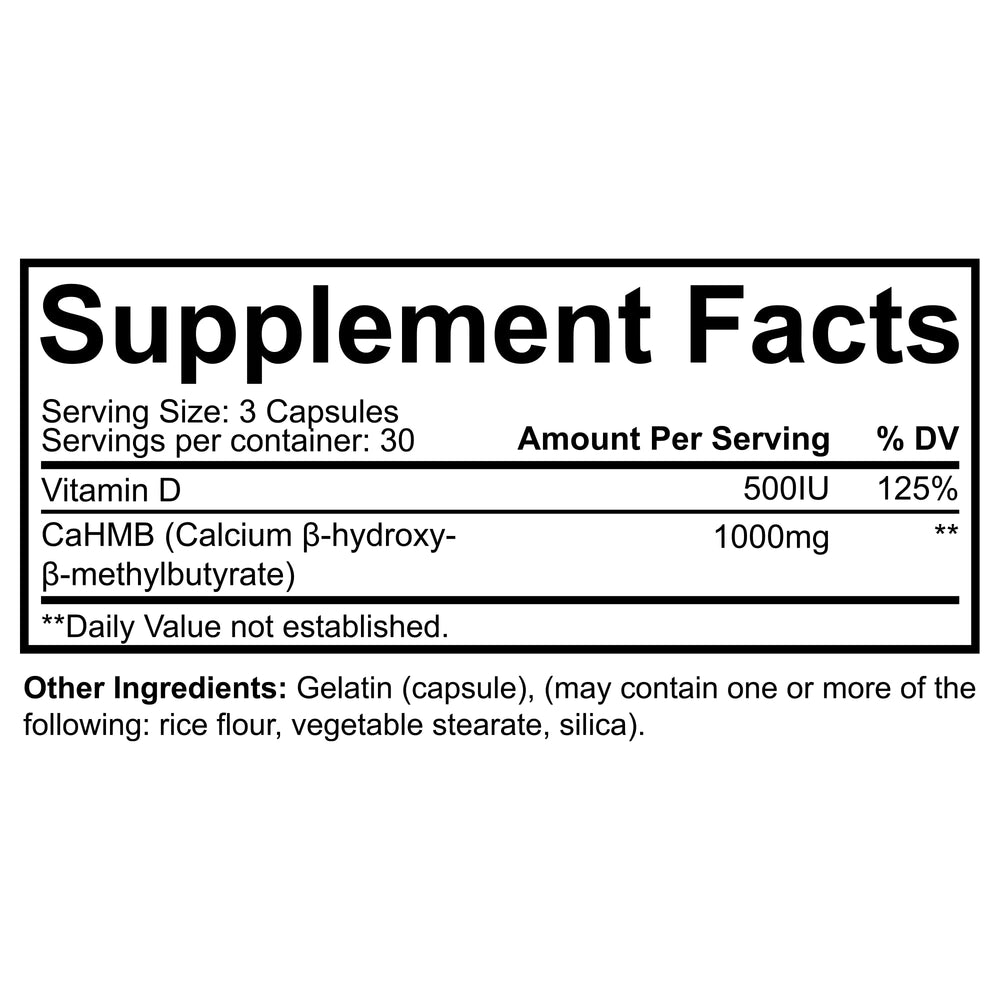 NutraKey HMB Capsules ingredients and label close-up
