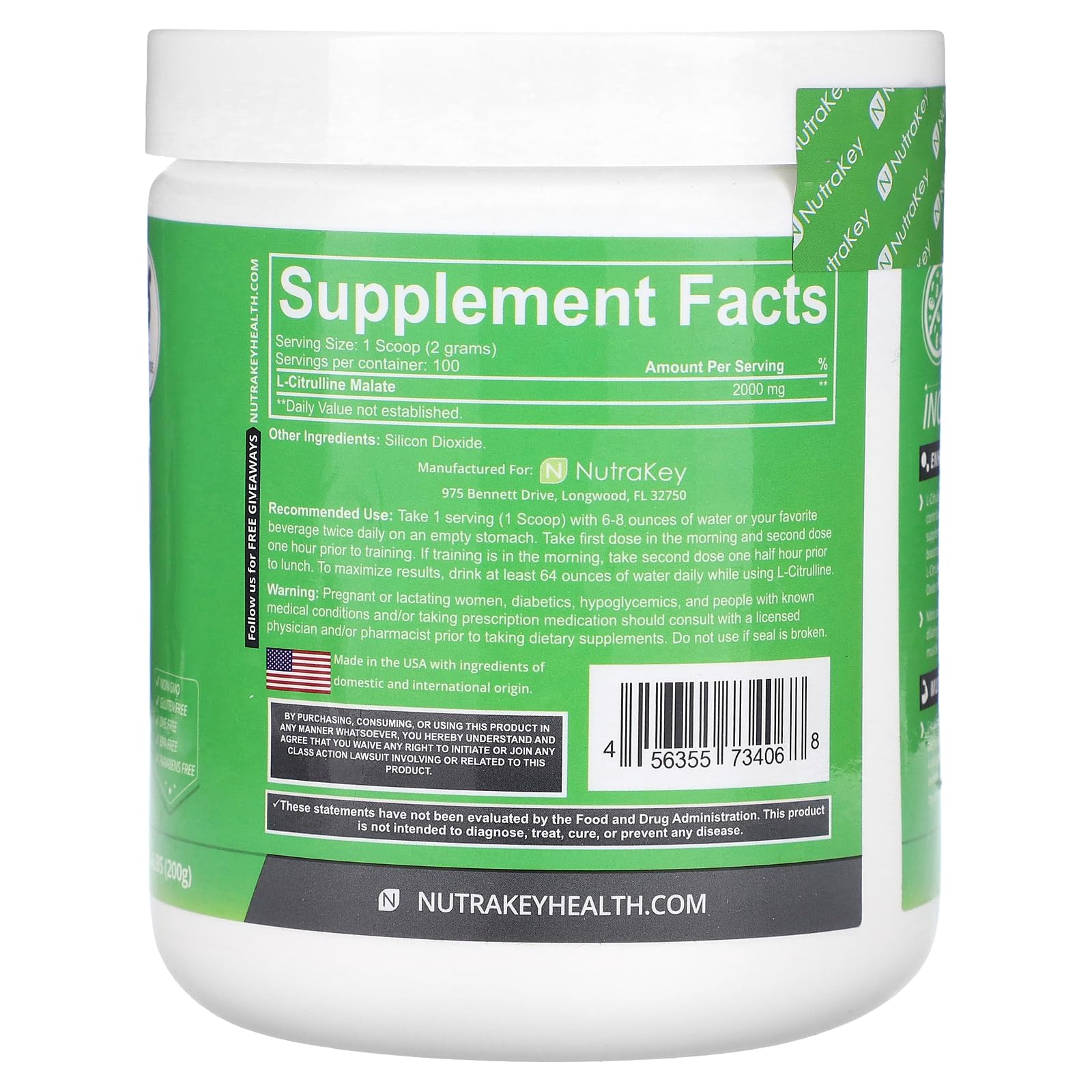 Close-up of L-Citrulline Malate powder texture near scoop