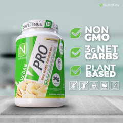 NutraKey V-Pro shake in glass with creamy Vanilla Cookie flavor for quick nourishment