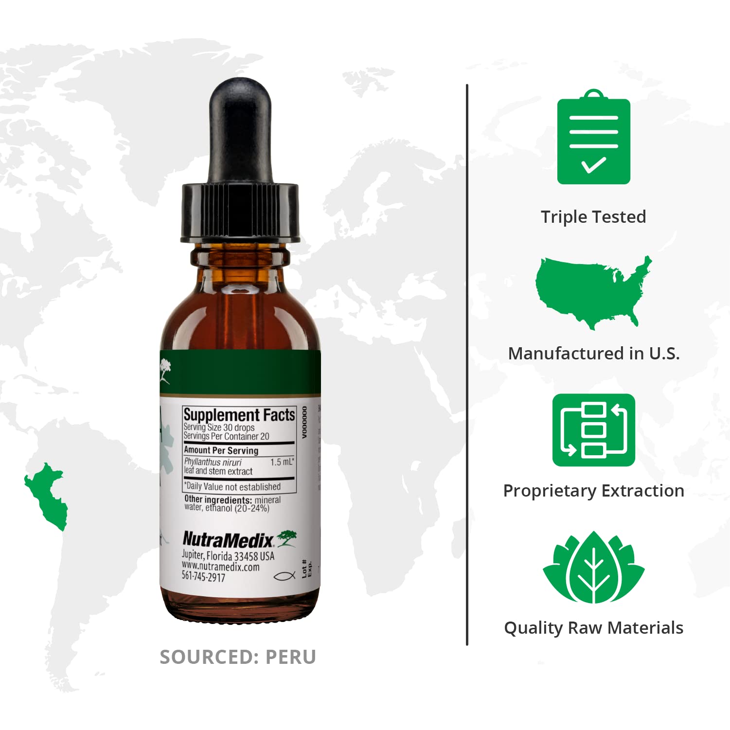 Close-up of NutraMedix Chanca Piedra Drops label